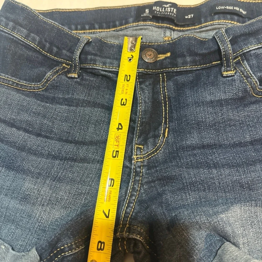 Hollister Low Rise Midi Short Size‎ 5/w27 Blue Jean Shorts Y2K Summer 2000s EUC